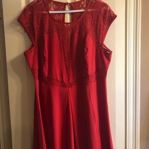 Beautifully lace detailed red skater dress